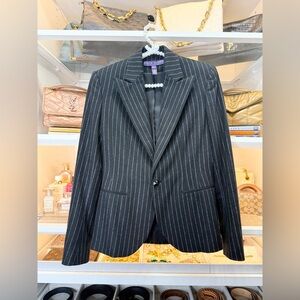 Ralph Lauren Collection Purple Label Pinstripe Black Blazer Jacket MerinoWool 4